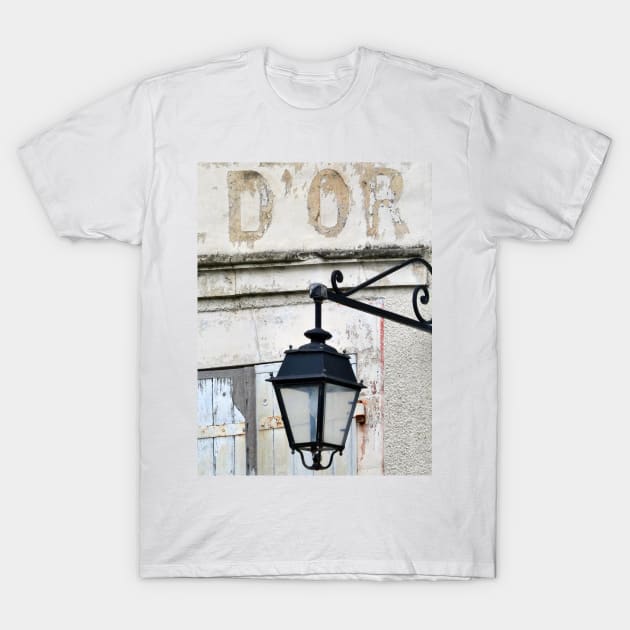 Gold Bar, French Cafe Culture, an old street lamp T-Shirt by JonDelorme